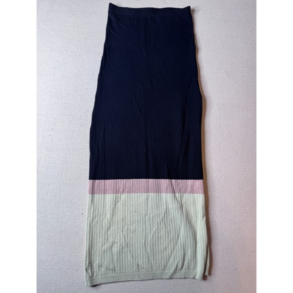 Free People Dresses & Skirts - Free People Ribbed Bodycon Knit Midi Skirt Colorblock Side Slit Stretch Small